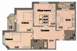3-к. квартира, 106 м², 3/19 эт.